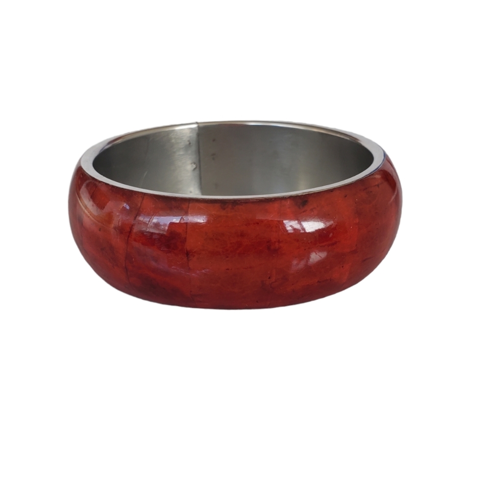 Thick red bangle bracelet